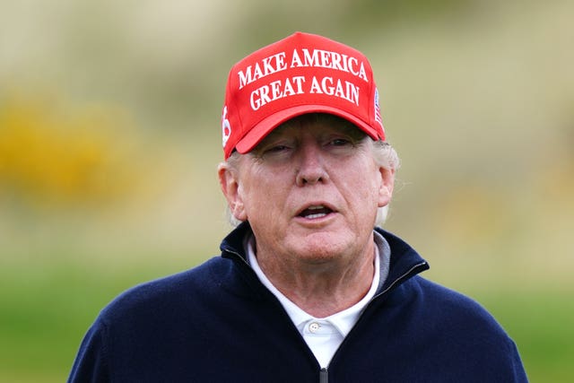 Former US president Donald Trump playing golf at Turnberry golf course, in South Ayrshire, during his visit to the UK.