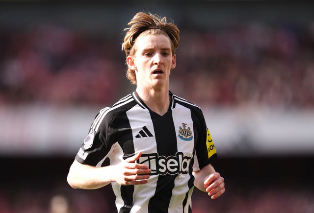 Newcastle’s Anthony Gordon during the Premier League match at Arsenal