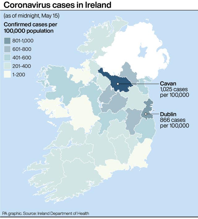 Coronavirus cases in Ireland