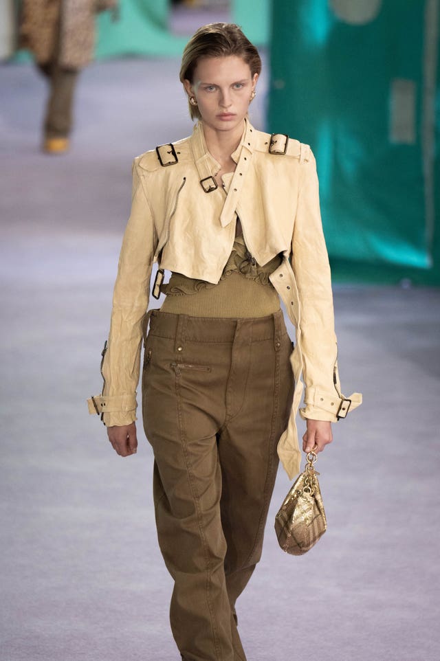 A model on the catwalk for Burberry