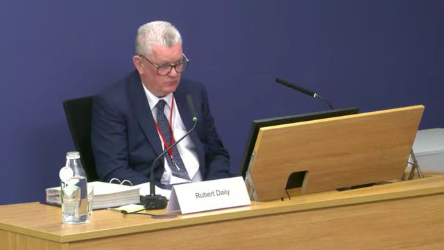 Robert Daily, a former Post Office investigator involved in the criminal investigation of Peter Holmes and William Quarm, giving evidence to the inquiry 