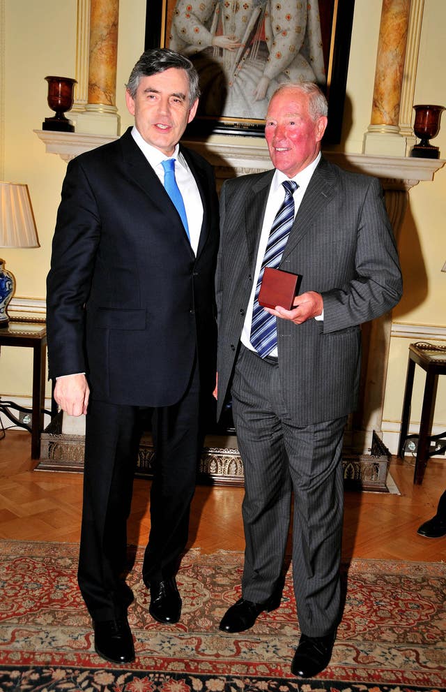 Ron Flowers (right) with Gordon Brown