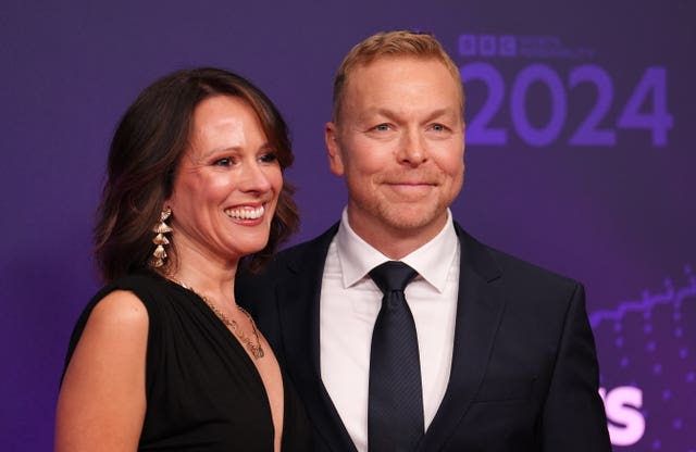 Sir Chris Hoy and Sarra Kemp arriving for the 2024 BBC Sports Personality of the Year Awards 