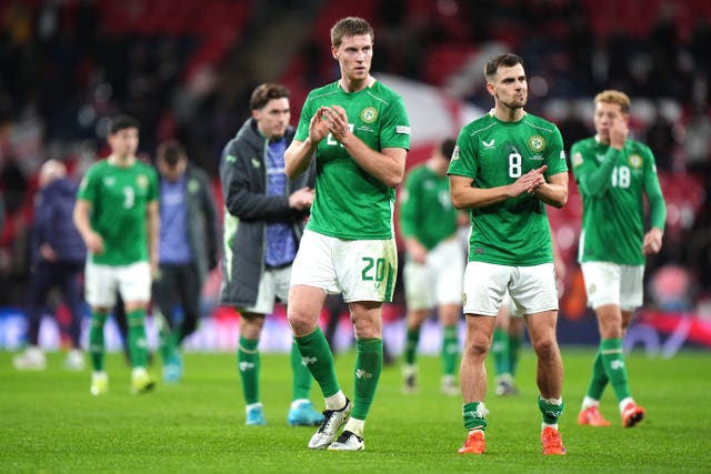 Republic of Ireland players applauds following their 5-0 defeat against England in November