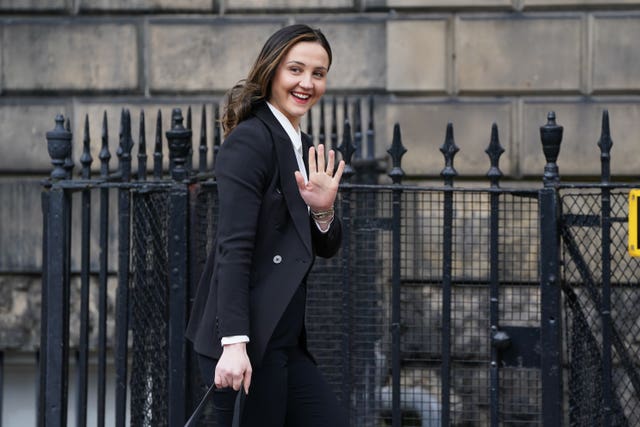 Mairi Gougeon walking into Bute House