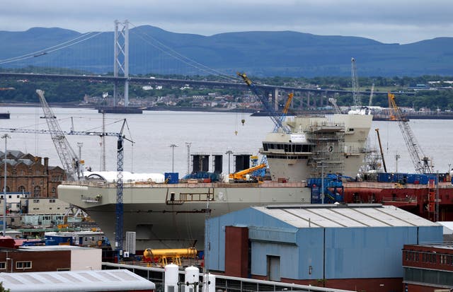 HMS Queen Elizabeth at Babcock's Rosyth Dockyard (Andrew Milligan/PA Wire)