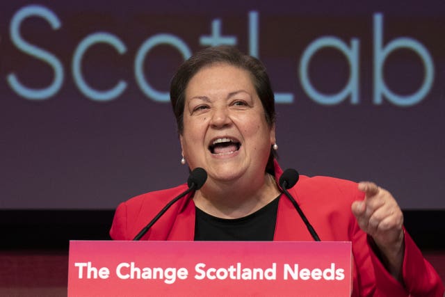 Dame Jackie Baillie in a red suit 