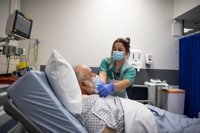 Patient Peter Watts, 64, being cared for in the Emergency Department 