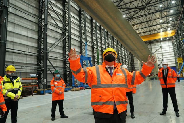 Prime Minister Boris Johnson during a visit to the National Renewable Energy Centre in Blyth, Northumberland 