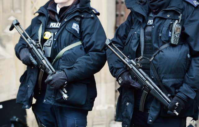Armed officers at the Houses of Parliament