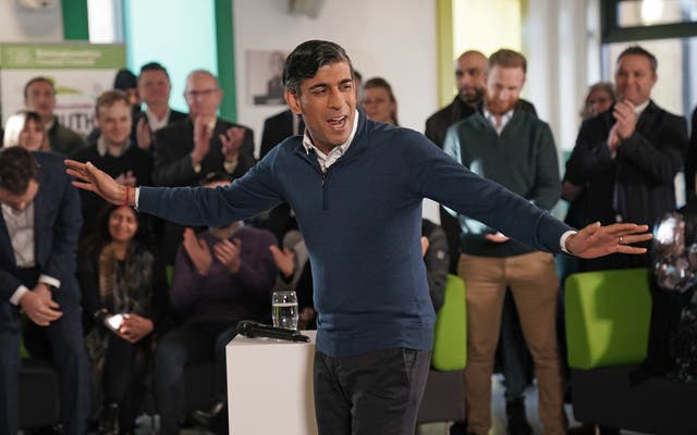Prime Minister Rishi Sunak speaks during a visit to the MyPlace Youth Centre, in Mansfield