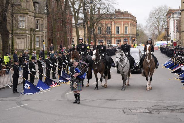 The funeral cortege of Pc Rosie Prior arriving at York Minster