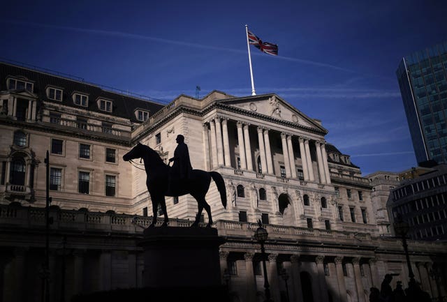 An exterior shot of the Bank of England in London (Yui Mok/PA)