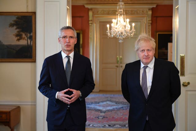 Prime Minister Boris Johnson pictured last year with Nato secretary general Jens Stoltenberg (Justin Tallis/PA)