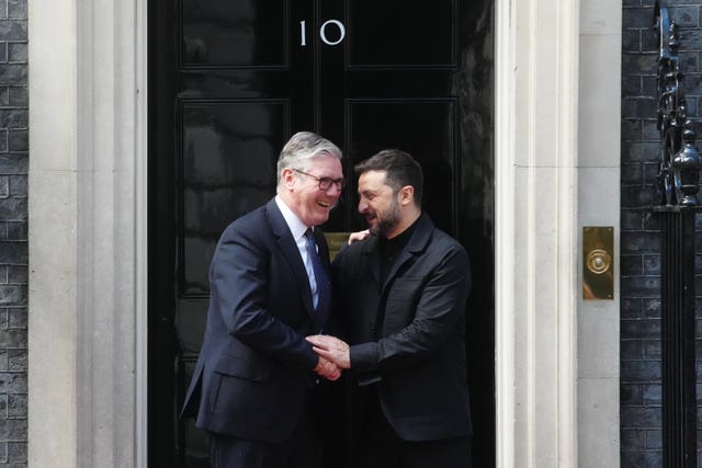 Prime Minister Sir Keir Starmer with Ukrainian President Volodymyr Zelensky at 10 Downing Street