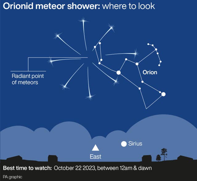 Orionid meteor shower: where to look