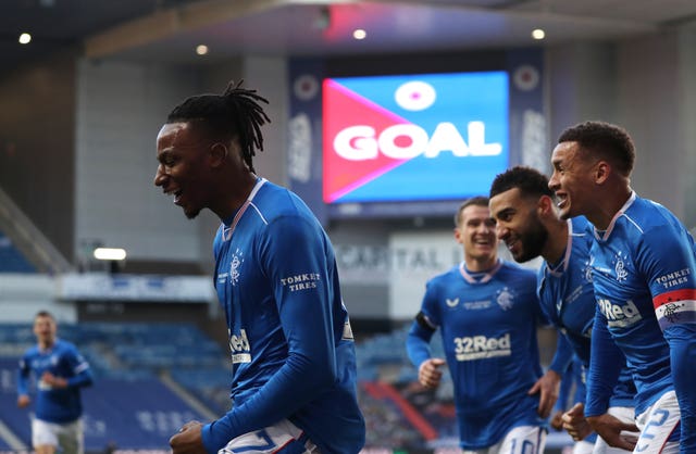 Rangers celebrate after scoring against Celtic