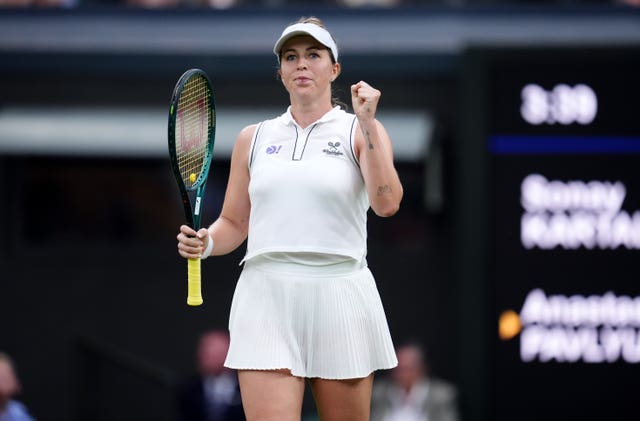 Anastasia Pavlyuchenkova celebrates her victory 