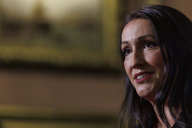 Deputy First Minister Emma Little-Pengelly looks at the camera