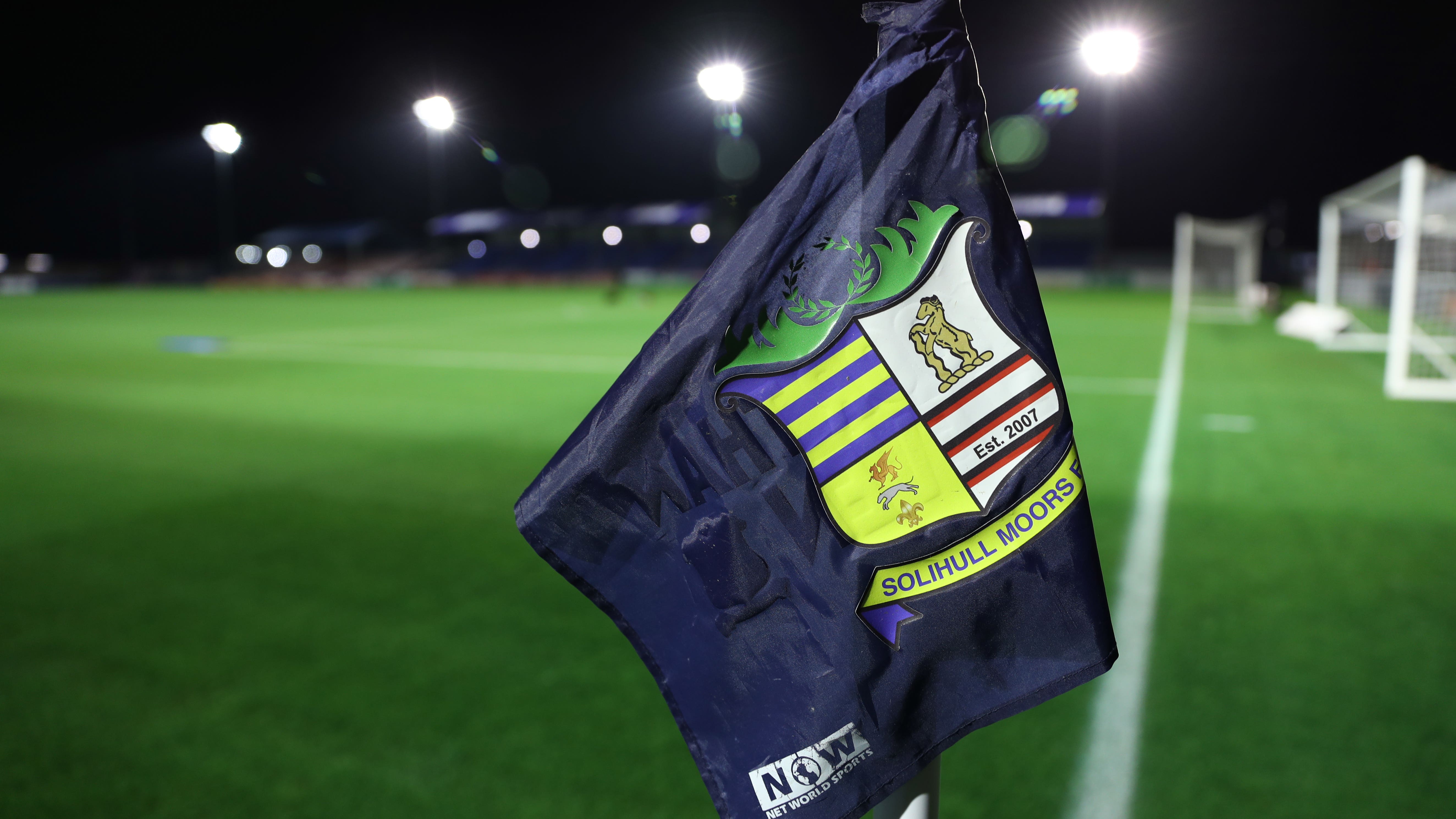 A general view of a corner flag ahead of the FA Cup, second round match at Damson Park, Solihull.
