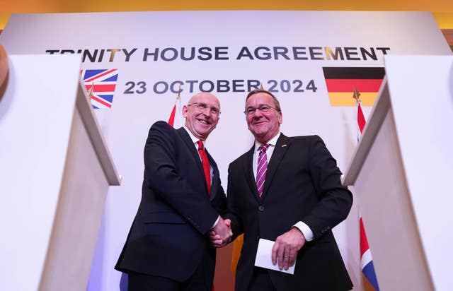 Defence Secretary John Healey (left) and his German counterpart Boris Pistorius in London last October