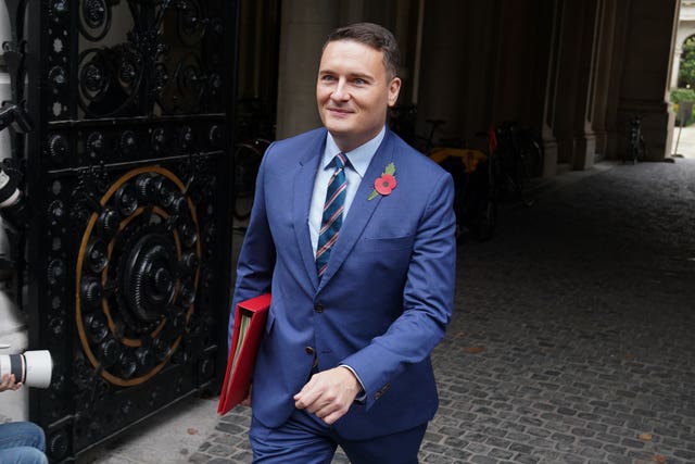 Health Secretary Wes Streeting walking in Downing Street, London