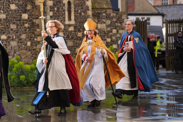 Dame Sarah Mullaly arrives for the service