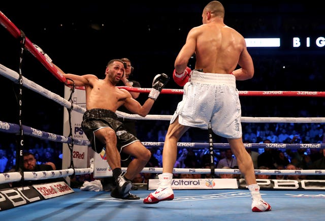 Chris Eubank Jr, right, floored James DeGale twice during the domestic clash