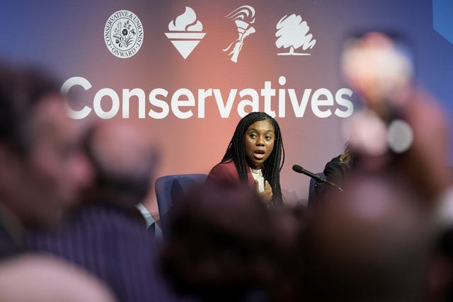 Kemi Badenoch speaking at a fringe event during the Conservative Party conference