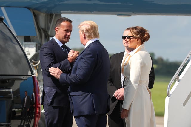 Donald Trump, right, visited Ireland for the first time as president earlier in the year and met with Leo Varadkar