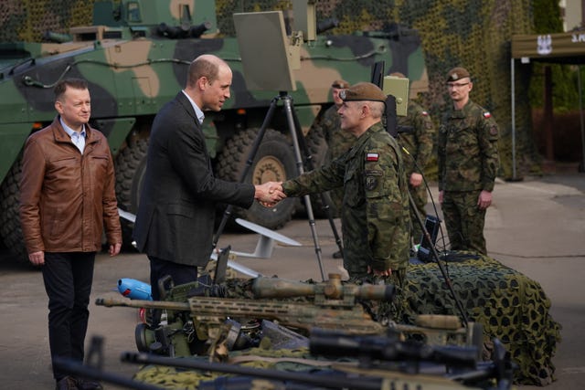 The Prince of Wales meets soldiers in Rzeszow