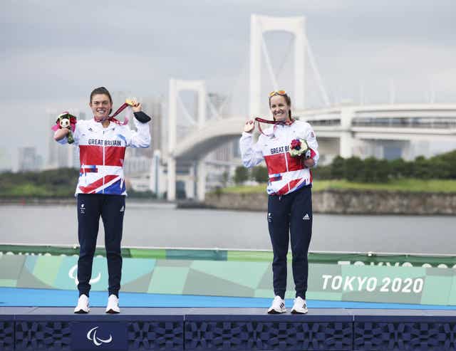 Lauren Steadman, left, and Claire Cashmore, right, on the podium 