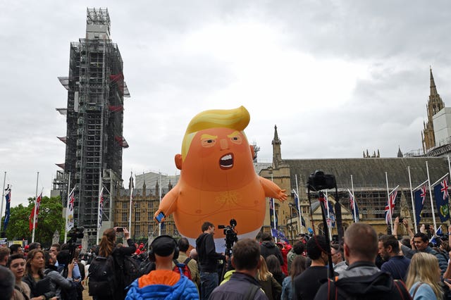 Protesters with the Baby Trump Balloon 