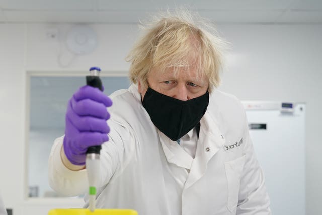 Boris Johnson visits a vaccine manufacturing facility