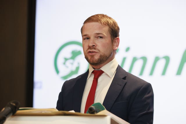 Sinn Fein’s Donnchadh O Laoghaire makes a speech