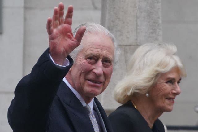 The King and Queen leaving The London Clinic where Charles underwent a procedure for an enlarged prostate in January 2024 