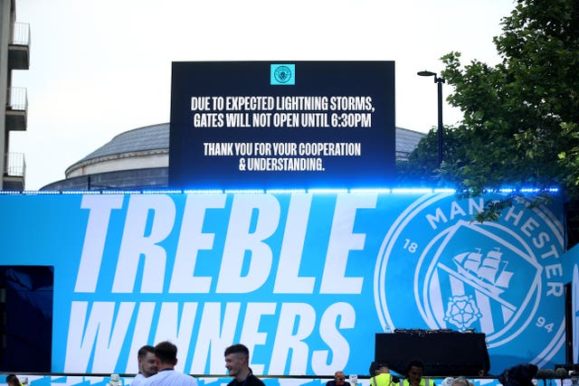 A general view ahead of the treble parade in Manchester