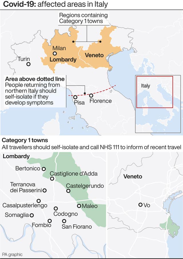 Covid-19: affected areas in Italy
