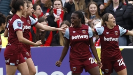 Viviane Asseyi (second right) equalised for West Ham at the death (Nigel French/PA)