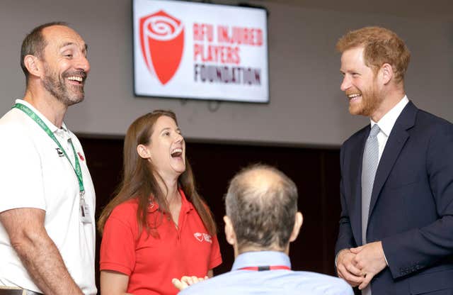 The Duke of Sussex during a visit to the RFU Injured Players Foundation’s annual Client Forum at Twickenham Stadium