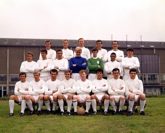 With the Leeds team of the Revie era (PA) Back row (left to right): Paul Madeley, Alan Peacock, Jack Charlton, Norman Hunter, Mike O'Grady. Middle row: Rodney Johnson, Rodney Belfitt, Willie Bell, Gary Sprake, David Harvey, Albert Johanneson, Eddie Gray. Front row: John Giles, Jimmy Greenhoff, Paul Reaney, Terry Cooper, Billy Bremner, Mike Bates, Terry Hibbett, Peter Lorimer