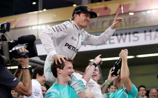 Mercedes’ Nico Rosberg celebrates winning the Formula One World Championship in Abu Dhabi