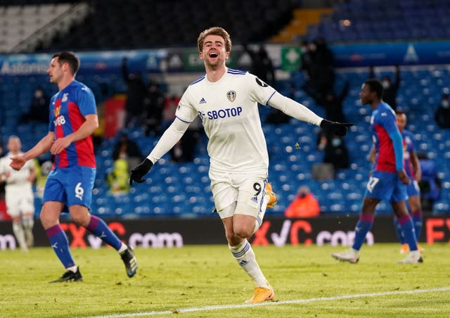 Patrick Bamford celebrates his 12th Premier League goal of the season in Monday night's home win against Crystal Palace