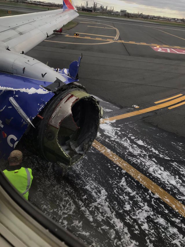 Damage to the Southwest Airlines plane (Matt Tranchin/AP)