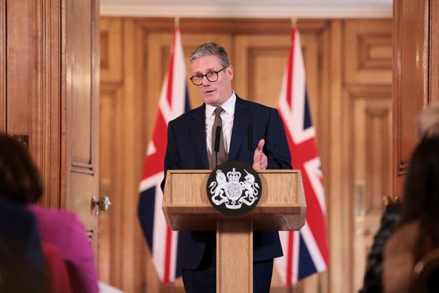 Sir Keir Starmer speaks during a press conference after his first Cabinet meeting