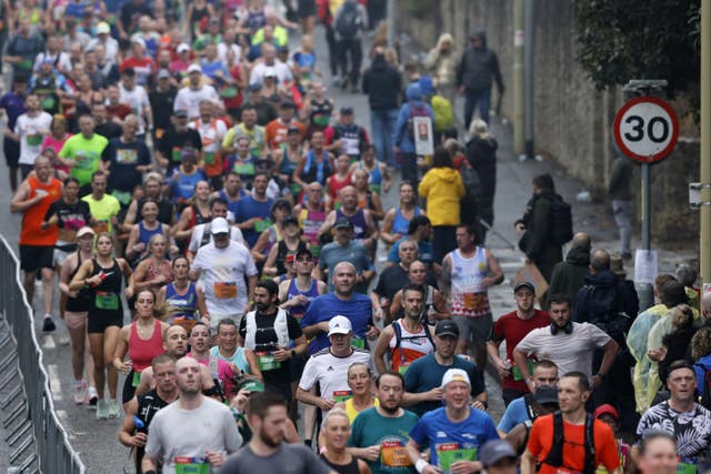 A crowd of runners taking part in the Great North Run