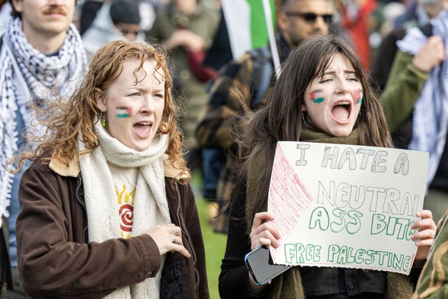 People take part in a Scotland National March for Palestine in Edinburgh