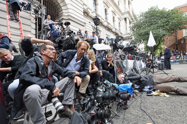 The media gather outside 10 Downing Street, London, as they await new Prime Minister Liz Truss 