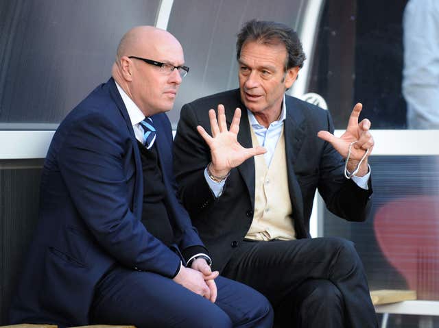 Manager Brian McDermott, left, with owner Massimo Cellino 