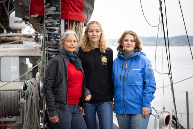 Three women on board a boat